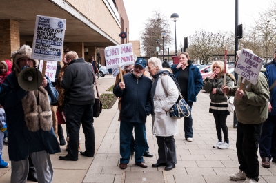 Protest against bedroom tax in Milton Keynes, UK.