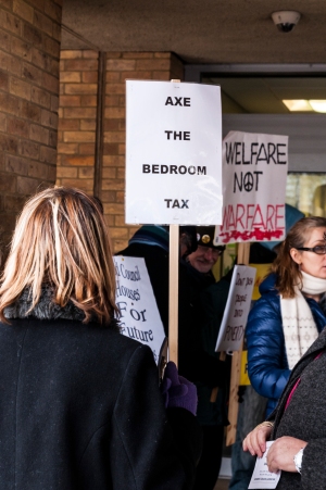 Protest against bedroom tax in Milton Keynes, UK.